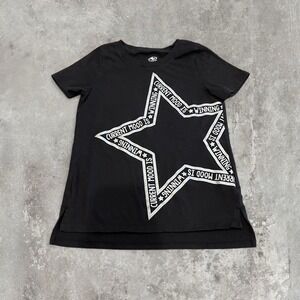 🧁y2k black and silver star graphic baby tee xs
